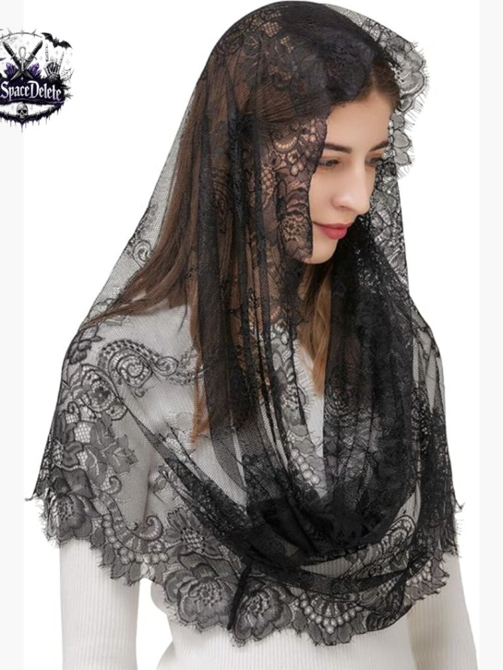 Lace Infinity Mantilla Veil for Bridal Church Mass Head Covering